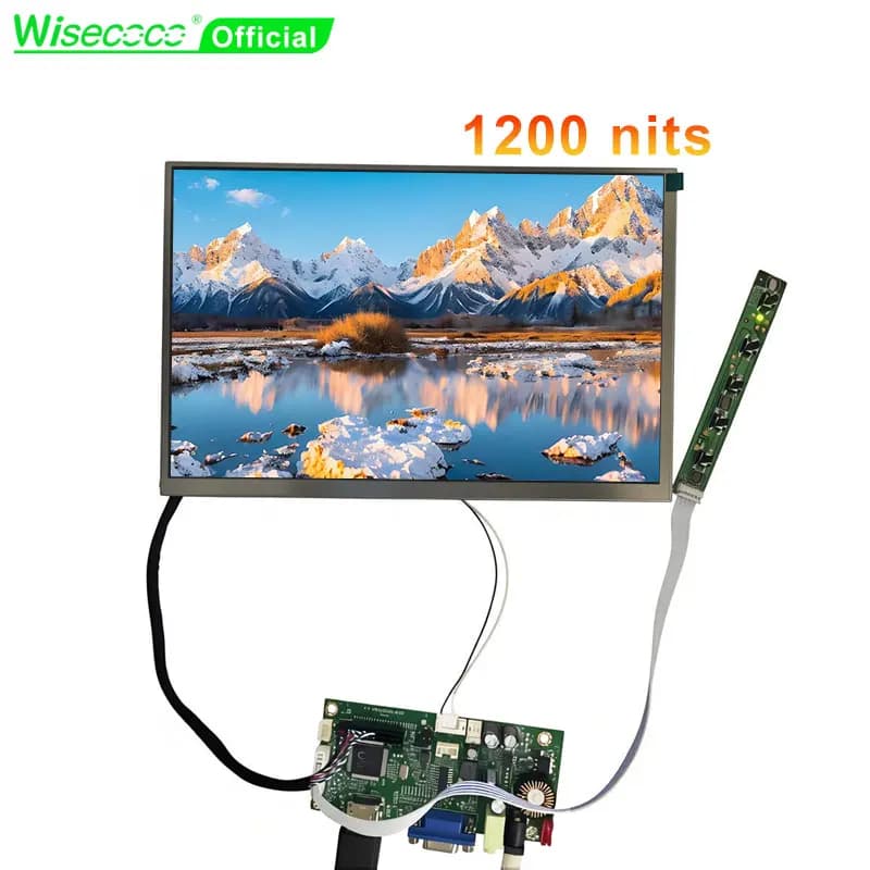 Écran tactile Wisecoco 10,1 pouces 1280x800 1000 Nits haute luminosité lisible en plein soleil avec carte de pilote HD-MI VGA