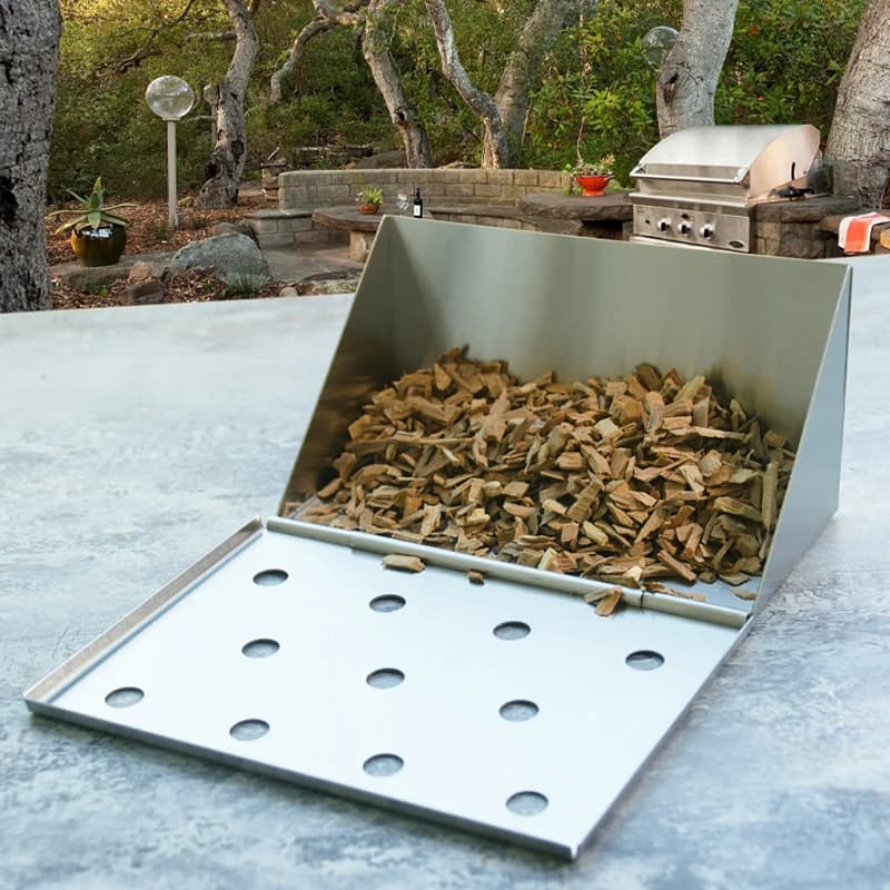 Boîte de fumeur de Barbecue courte en forme de V de 6.14 pouces, boîte de fumeur de gril à gaz en acier inoxydable pour saveur de copeaux de bois, outil d'accessoires de Barbecue