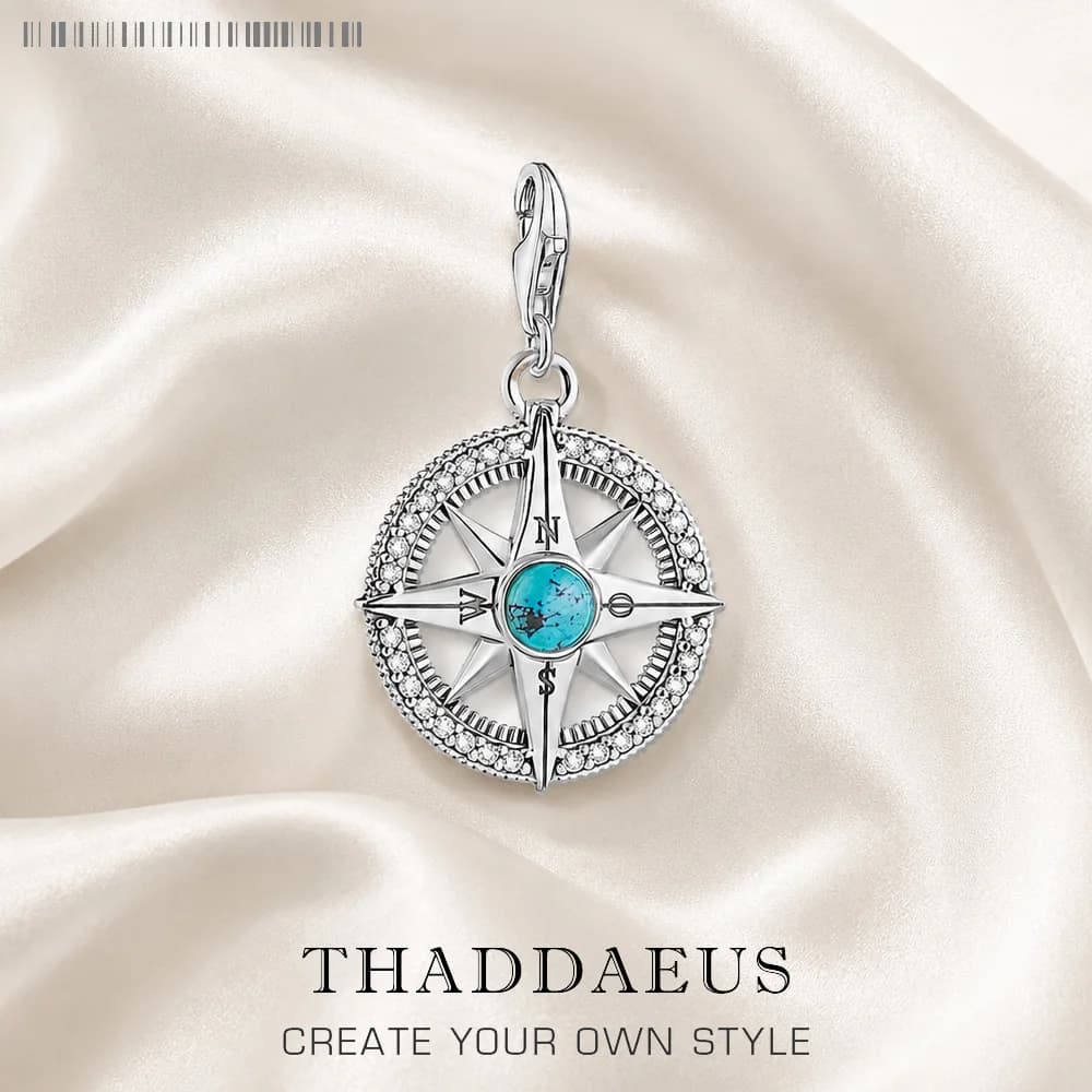 Pendentif en argent regardé 925 pour hommes et femmes, breloque boussole, bijoux fins vintage, tout neuf
