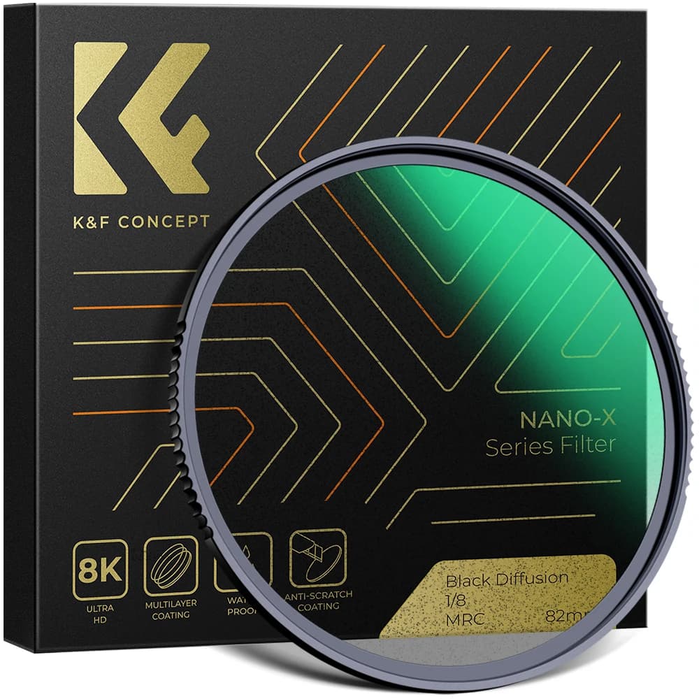 Filtre de diffusion de brouillard noir K&F CONCEPT 1/4 1/8 pour objectif, effets spéciaux pour filmer des vidéos comme des films 49mm 52mm 58mm 62mm 67mm 77mm 82mm