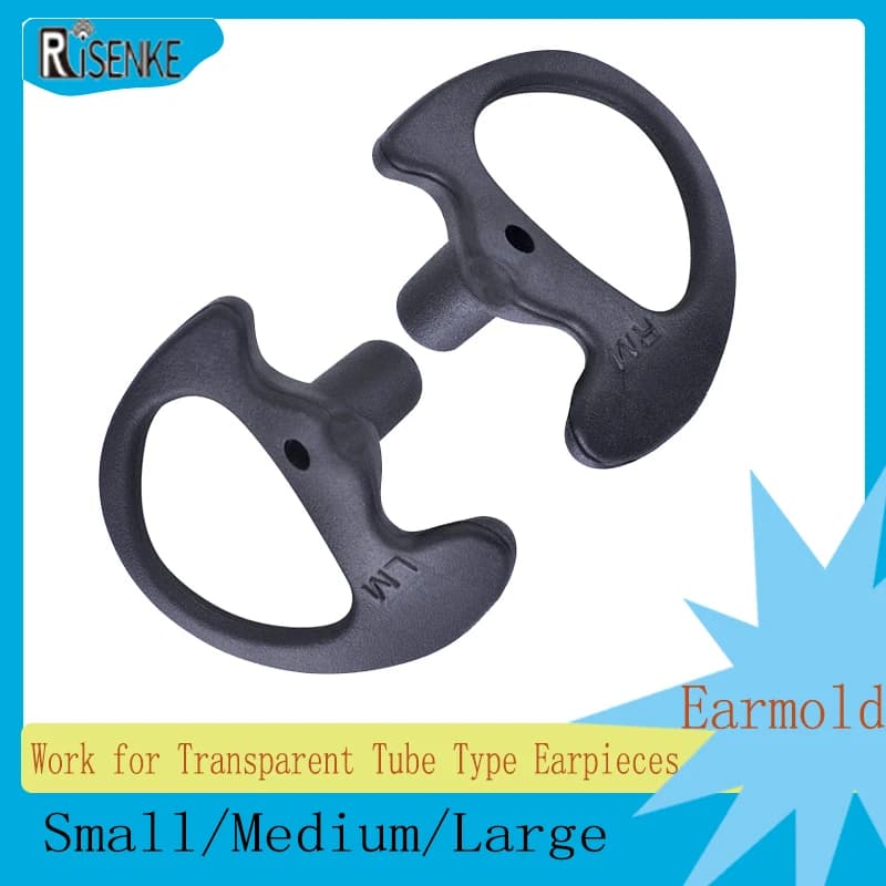 RISENKE-Écouteurs de type tube transparent, casque moulé, accessoires de talkie-walkie, noir, petit, moyen, grand, 1 paire