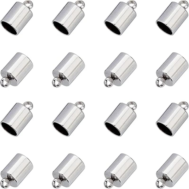 20 pièces en acier inoxydable sertissage cylindre perle en cuir embouts cordon couverture collier Bracelet embout capuchon bricolage fabrication de bijoux trouver