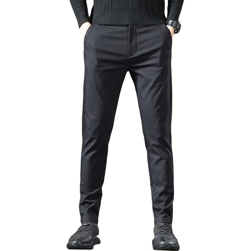 Printemps Été Mince Pantalon Décontracté Hommes Droit Noir Pantalon En Coton D'affaires Slim Fit Marque De Mode fjFor Mâle Plus Size28-38