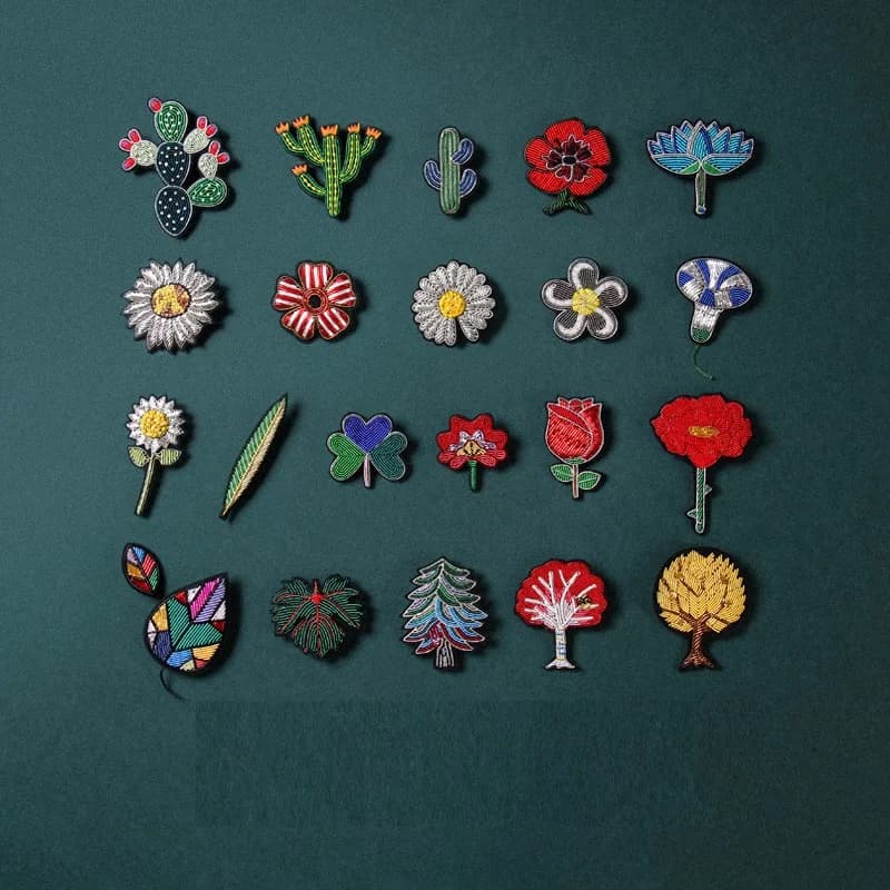 Broderie à la main mode Cactus/feuilles/fleurs Badge pour bricolage sac manteau chaussures Broche Broche végétale