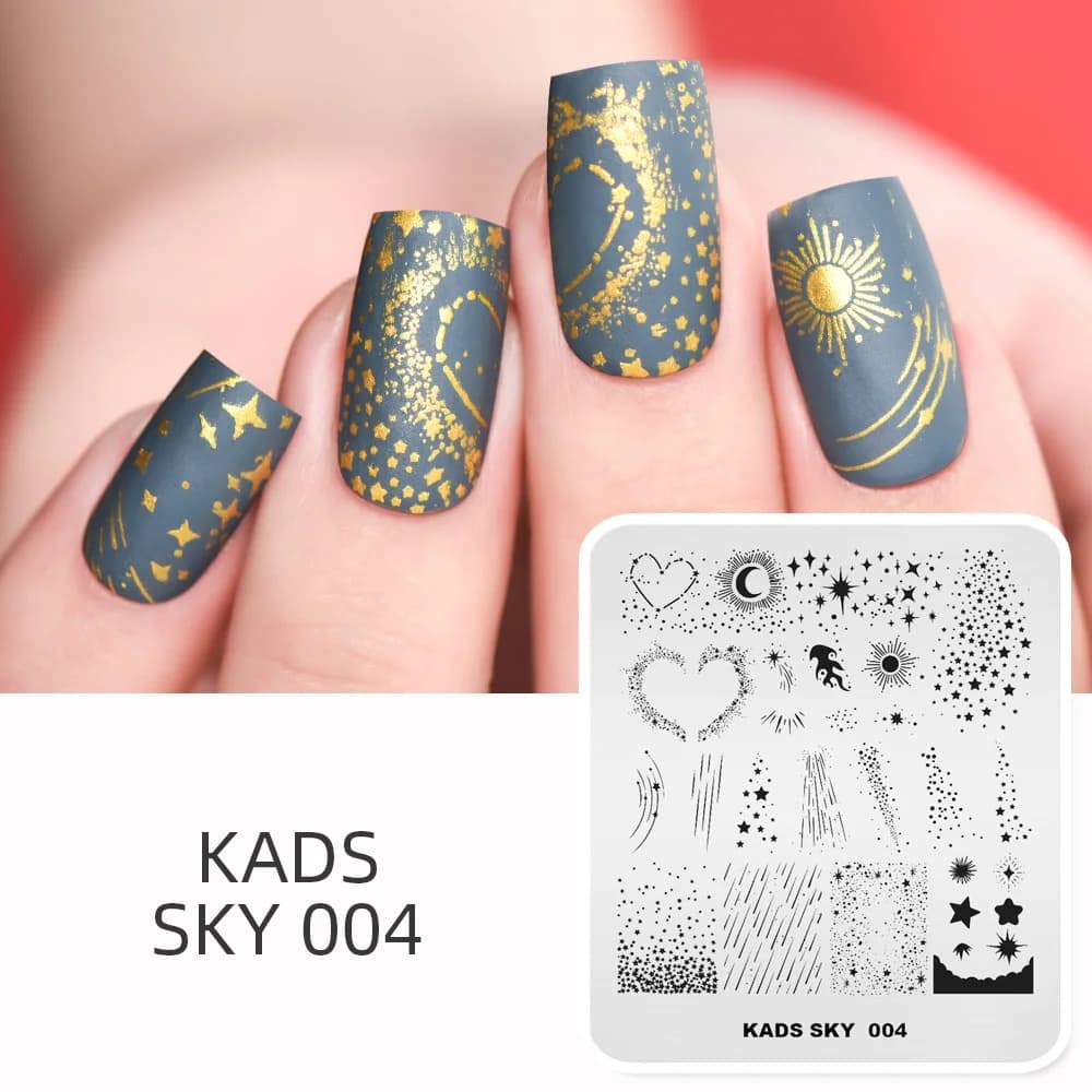 KADS – pochoir d'estampage pour ongles, plaques d'estampage pour ongles, feuilles, fleurs, étoile d'été, lapin, modèle de tampon pour manucure