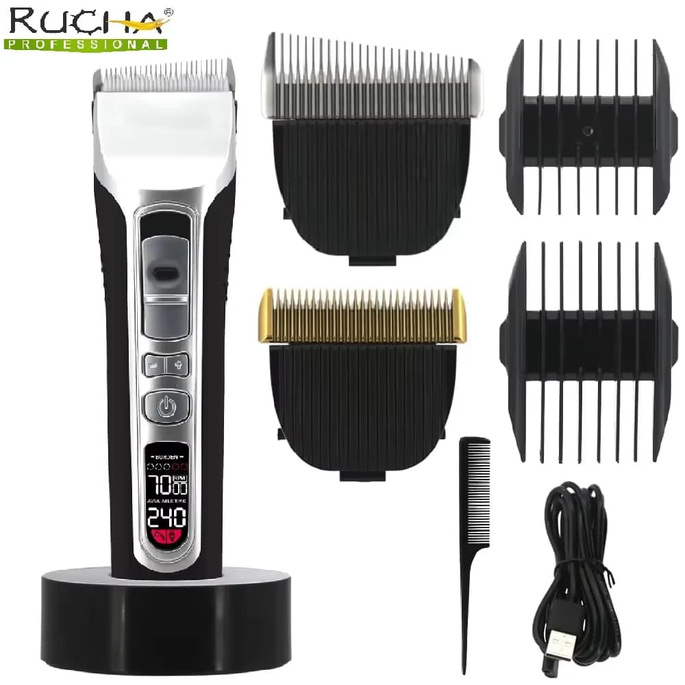 Tondeuse à cheveux électrique à lame mobile de forme unique, rechargeable par USB avec écran LCD, pour salon et barbier