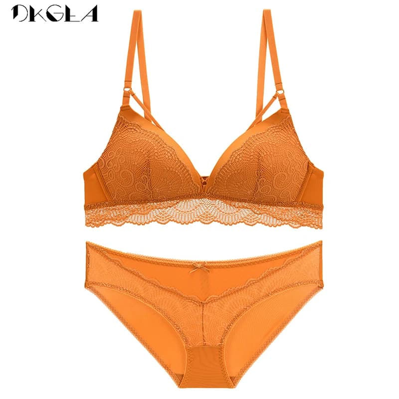 Ensemble de soutien-gorge Triangle sans couture, sous-vêtements Sexy en dentelle brodée pour femmes