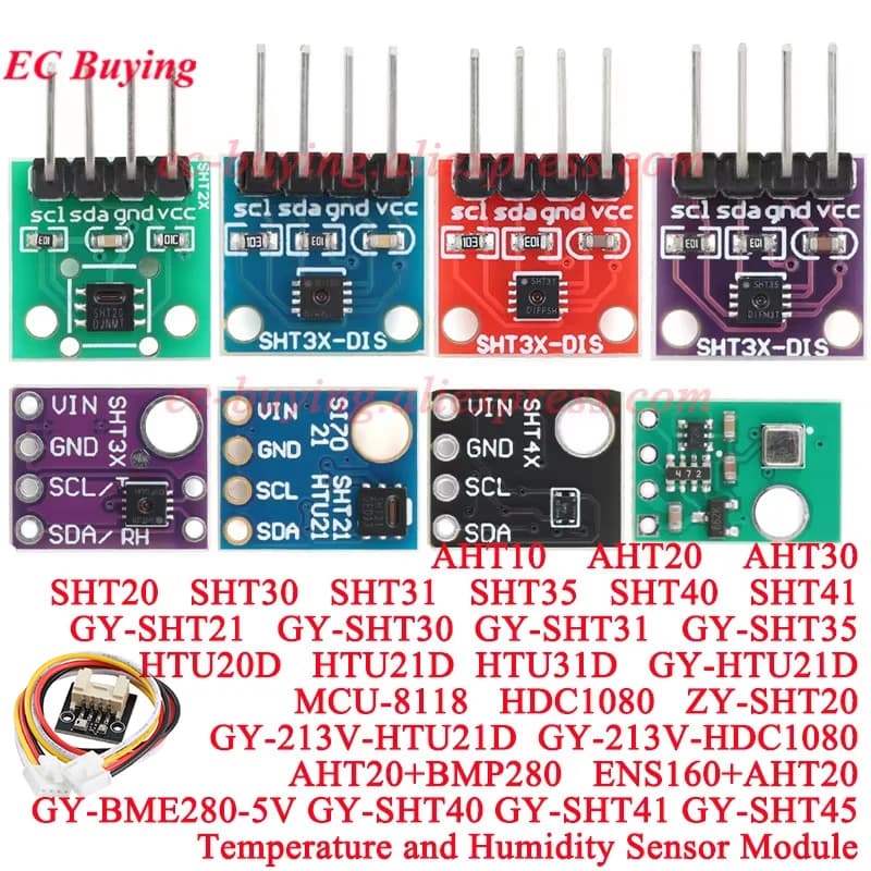 1-10 pièces SHT20 SHT30 SHT31 SHT35 SHT40 SHT41 AHT10 AHT20 BMP280 HTU20D GY HTU21D HTU31D HDC1080 8118 capteur de température e