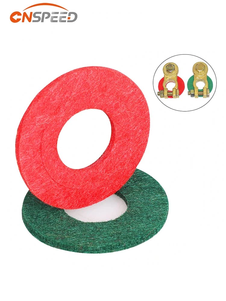 Coussinets de joint de borne de batterie, rondelles anti-corrosion, fibre optique de voiture automatique, protecteur de borne de batterie en feutre, 2 pièces = 1 ensemble, 1 rouge + 1 vert