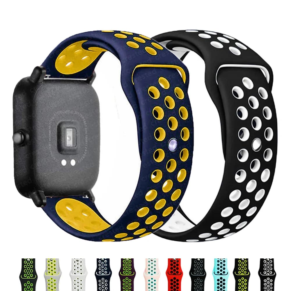 Bracelet en Silicone 20mm/22mm pour Amazfit GTS 4/3/2e/4 Mini GTR 4/3 Pro/active 3/balance 2, Bracelet de montre correa Amazfit bip 5 6