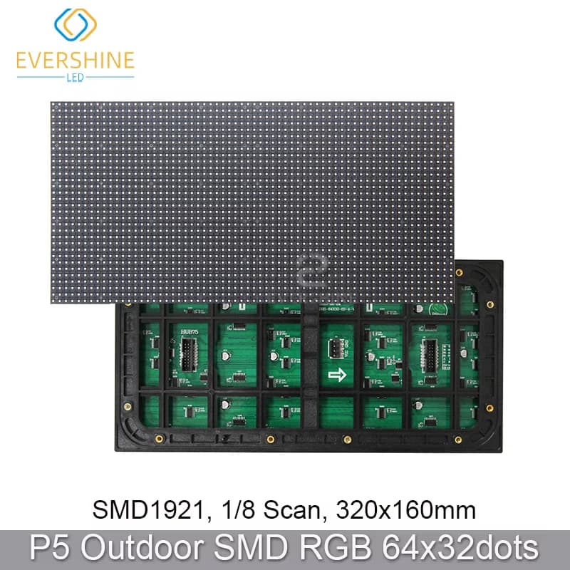 Panneau d'affichage vidéo LED P5, matrice étanche, extérieur, SMD, 3 en 1, document complet, 320x160mm, balayage 1/8