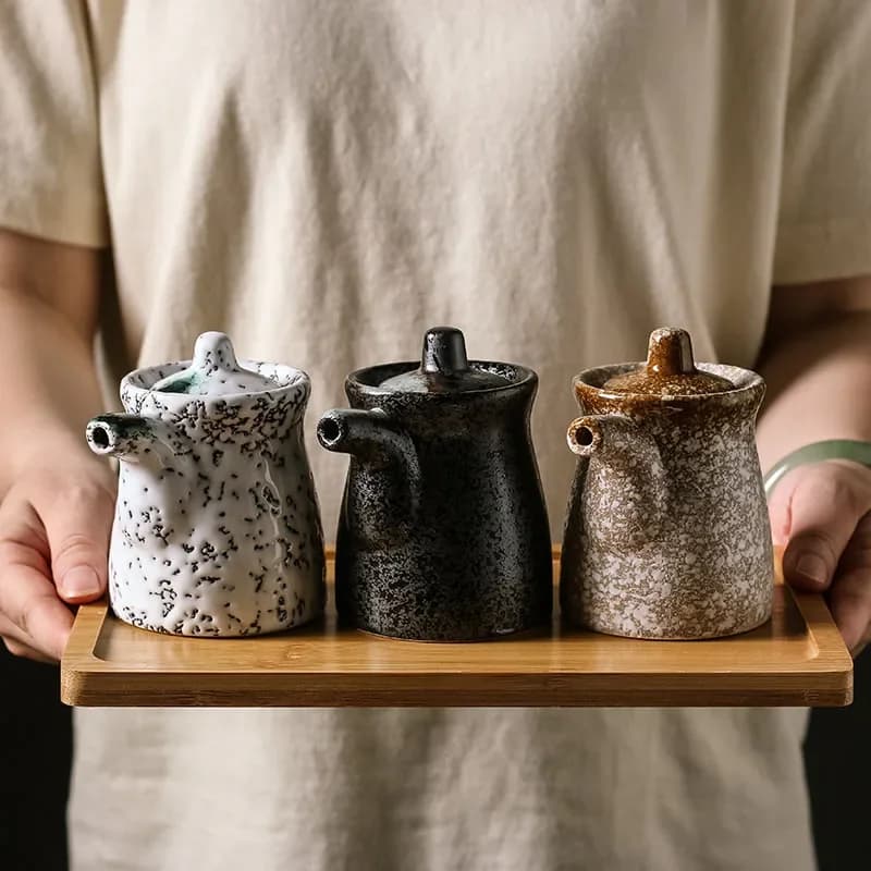 Pot d'assaisonnement japonais, ustensile de table pour Sushi, Sauce soja, bouteille d'assaisonnement japonaise, Pot de vinaigre rétro en céramique, bouteilles d'huile essentielle