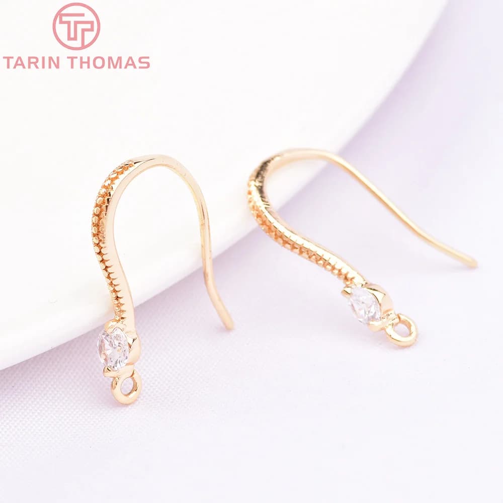 (2503) hauteur 17MM 24K Champagne couleur or plaqué laiton avec Zircon boucles d'oreilles crochet haute qualité bijoux à bricoler soi-même accessoires