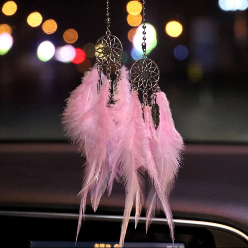 Mini pendentif attrape-rêves fait à la main pour la décoration de la maison et du mur, ornement de voiture, ornement de vent, plume, décoration tendance, cadeaux