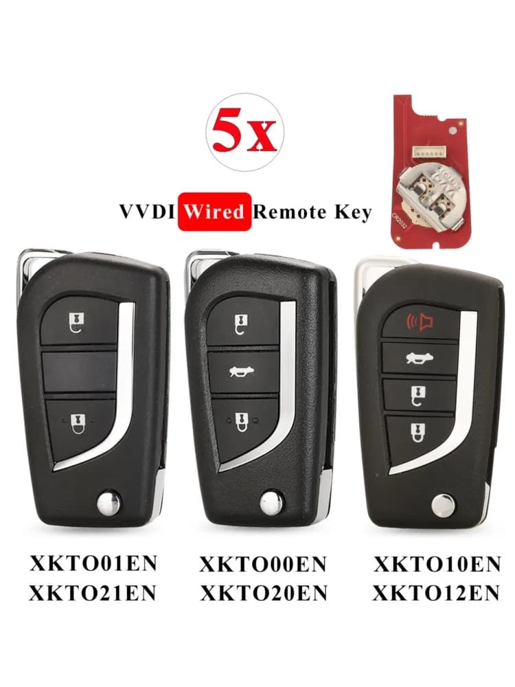 Jingyuqin – clé télécommande universelle filaire Xhorse XKTO00EN XKTO01EN XKTO10EN, 2/3/4 BTN pour outil de clé VVDI/VVDI2, Version anglaise, 5 pièces