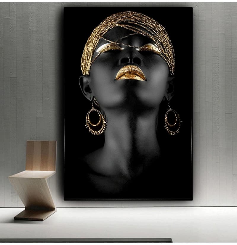 Tableau d'art mural pour salon, femme africaine noire, peinture à l'huile sur toile, affiches et College scandinaves