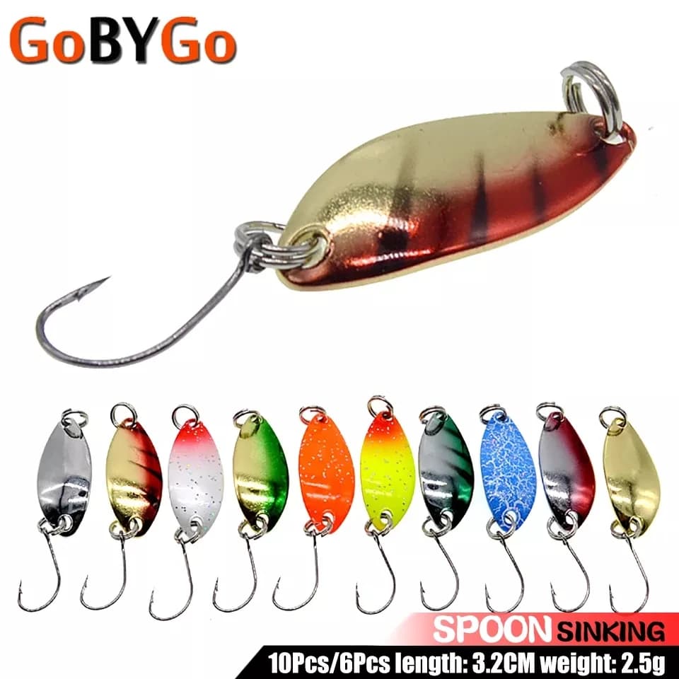 Leurre de pêche en métal avec hameçon unique, cuillère en cuivre, spinnerbait, pour l'hiver, sur glace, 2.5G, 32mm, 10 pièces/6 pièces