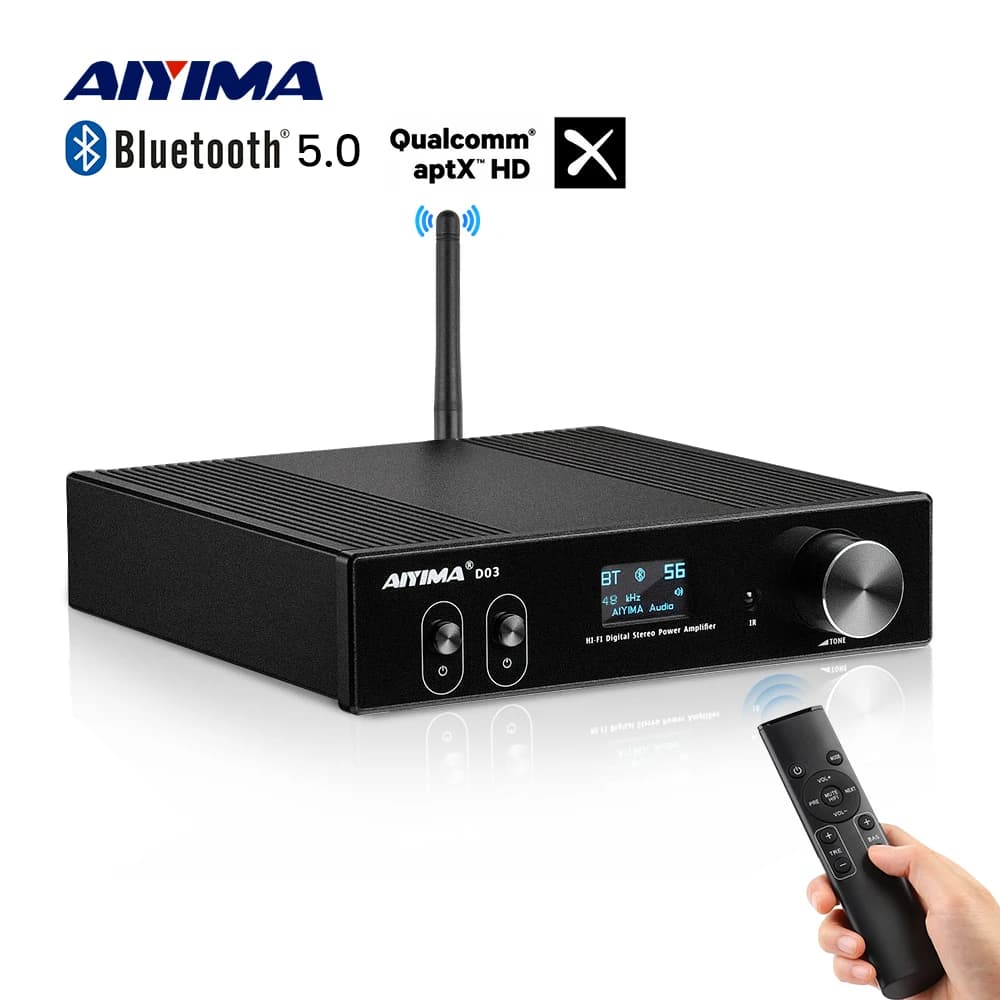 AIYIMA-Amplificateur audio D03 Bluetooth 5.0, 150W x 2, stéréo HiFi 2.1, puissance sonore numérique sans fil, caisson de basses, radiateur USB APTX