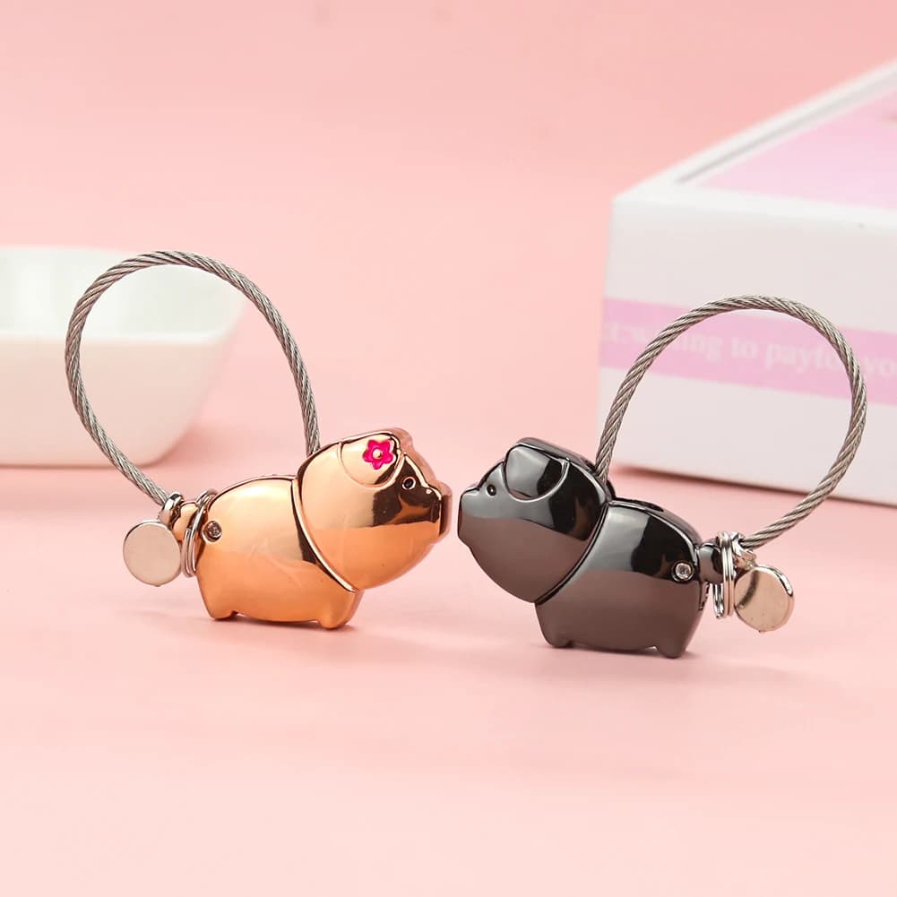 Mignon métal baiser cochon porte-clés noir Rose amant cochon animal de compagnie porte-clés porte-anneau sac serrure Couple femme homme bijoux cadeau