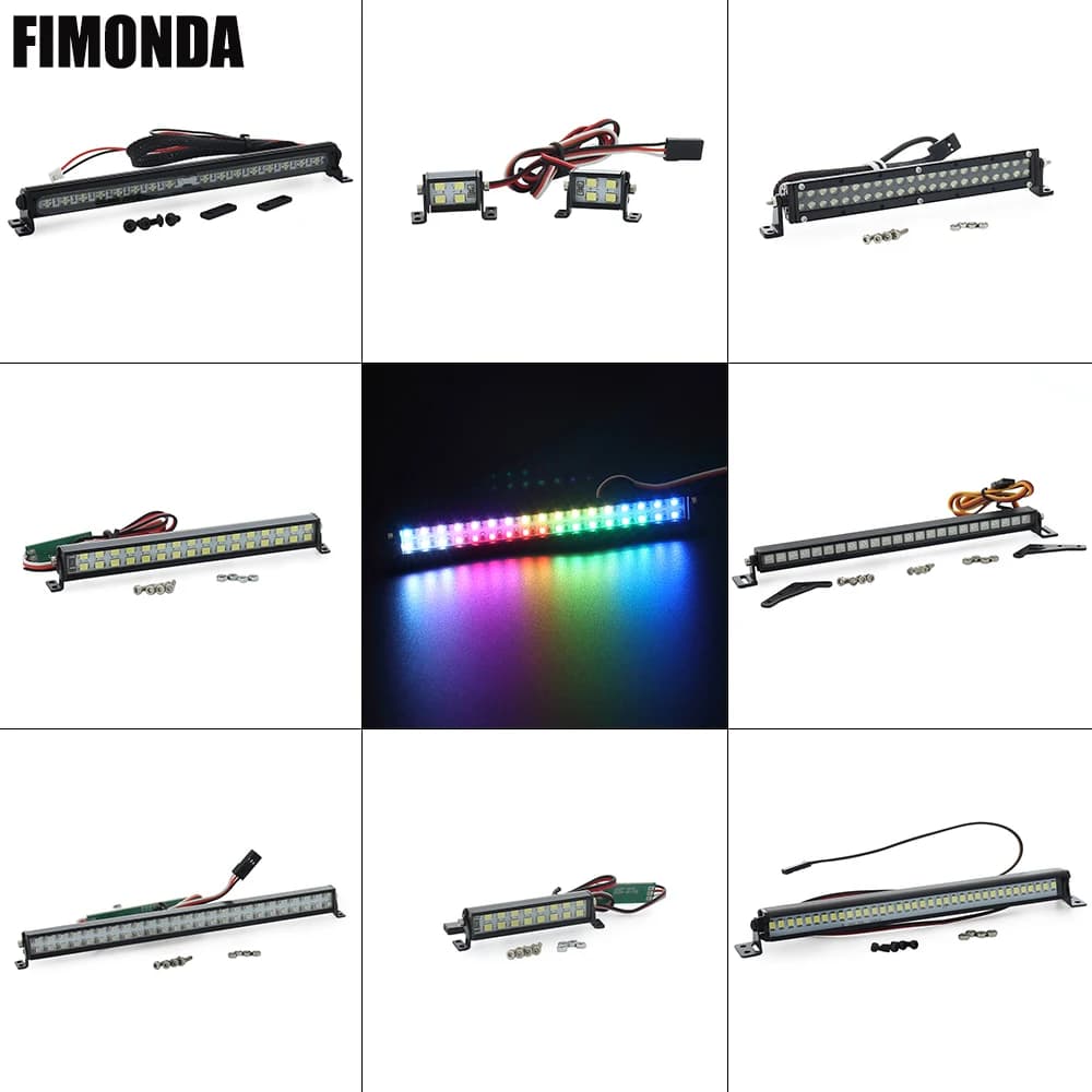 Barre lumineuse LED pour toit de voiture RC, lumières blanches/colorées, Mode réglable pour 1/10 chenille Wrangler SCX10 Wraith Capra TRX4 TRX6 CC01 TF2