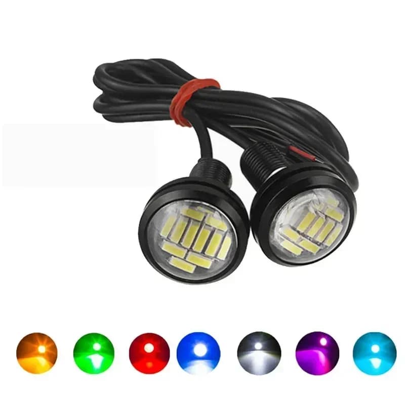 2 pièces oeil d'aigle LED 23mm 4014 12SMD voiture diurne feux de recul clignotants Auto plaque d'immatriculation lampes blanc