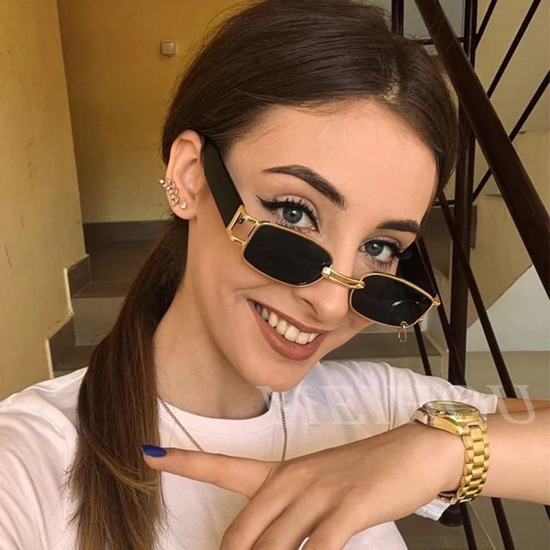 Petites lunettes de soleil carrées pour femmes, marque de luxe, rectangulaires, à la mode, steampunk, UV4, 2024