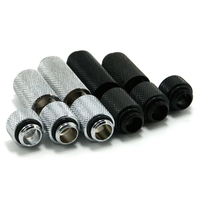 Raccord d'extension pour tuyau dur, 10mm 15mm 20mm 30mm 40mm M-F G1/4, dégradnoir/argenté pour le refroidissement par eau de l'ordinateur