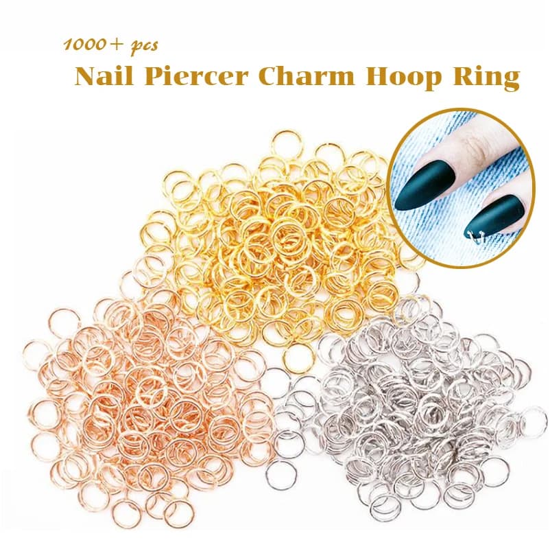 Breloques Punk percées, boucles de 5 à 6mm, outils métalliques, bijoux de perçage, cerceau de connexion, décoration, anneau en alliage pour Nail Art, 1000 pièces, 2022