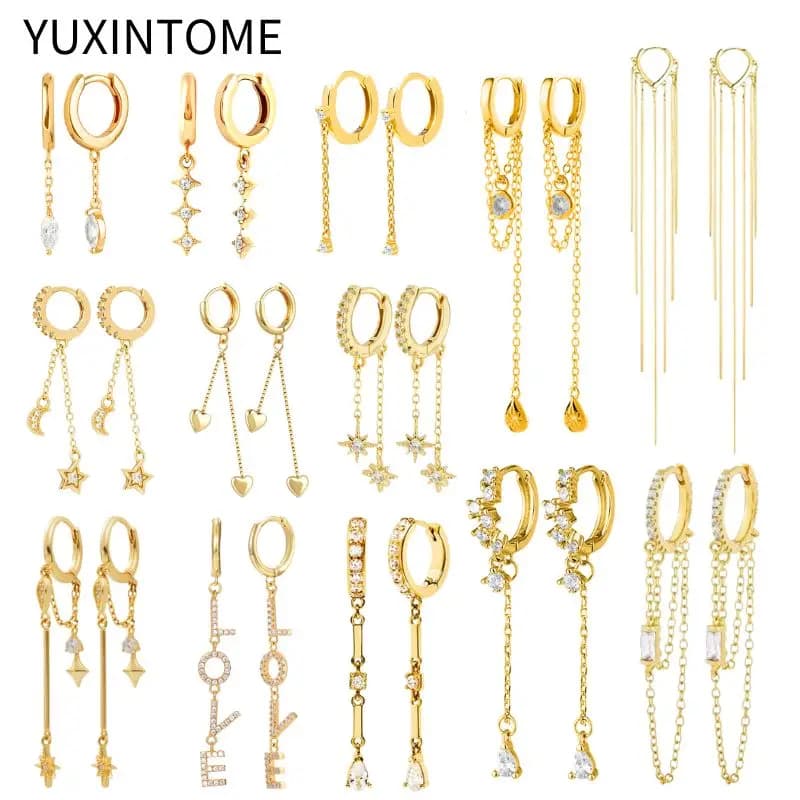 Boucles d'oreilles en argent Sterling 925 pour femmes, longue chaîne, pompon, pendentif en zircon brillant, bijoux de luxe, cadeaux