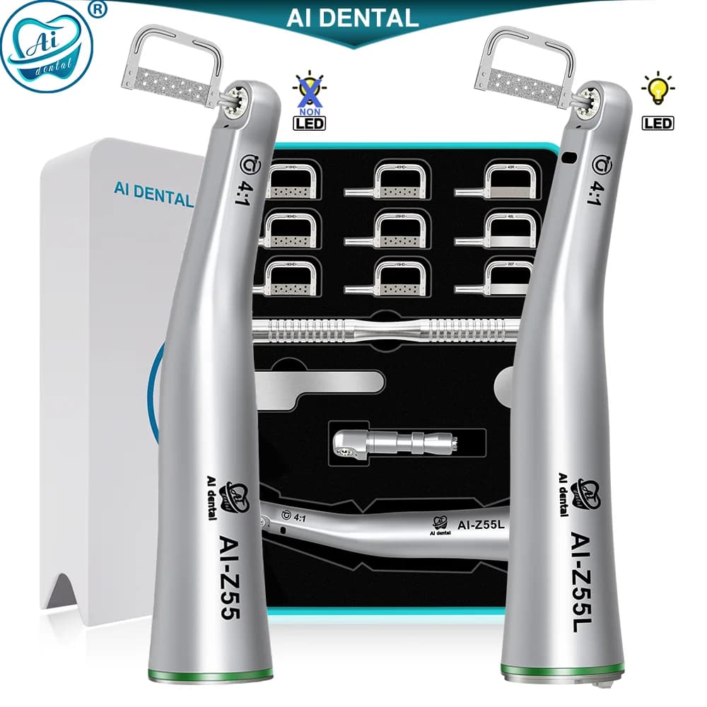 Outils orthodontiques dentaires AI LED/Non-LED, pièce à main contre-angle rétractable à réduction 4:1 ou kit/Option de kit de lames de scie à décapage