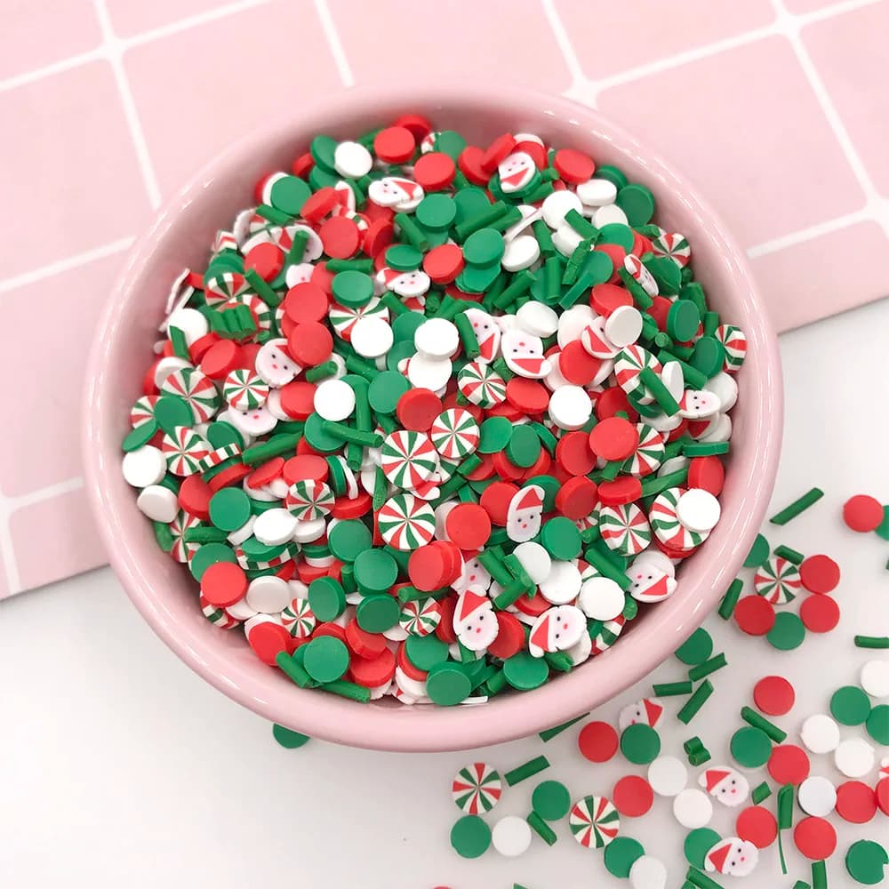Mélange de bonbons pour décoration de noël, tranches de père noël en polymère, saupoudrages d'argile chaude pour artisanat, accessoires de remplissage de Slime à faire soi-même, 100 g/lot