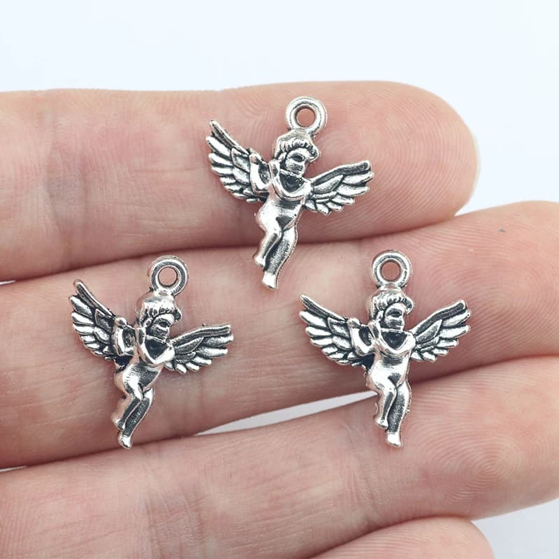 Nouveaux 20 pièces 18*20mm couleur argent Antique mignon ange breloques collier pendentif accessoire breloques pour la fabrication de bijoux à bricoler soi-même