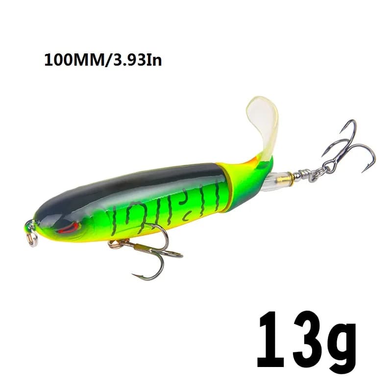 Leurre de pêche Popper Topwater, Wobblers à appâts durs, matériel de pêche à queue souple rotative, qualité, 10cm, 13G, 1 pièce