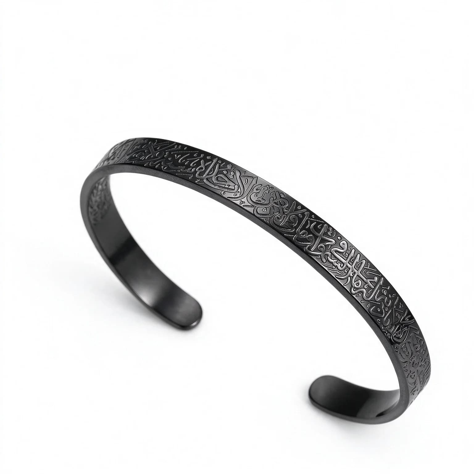 Bracelet de manchette Ayatul Kursi pour homme, bracelet noir, Allah, Islam, arabe musulman, acier inoxydable, bijoux, cadeau de Noël