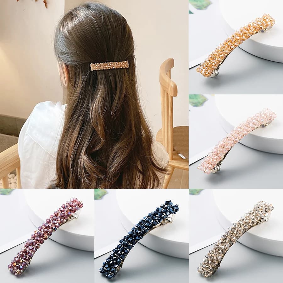 Barrettes à cheveux en cristal faites à la main pour femmes et filles, accessoires de coiffure simples, à la mode