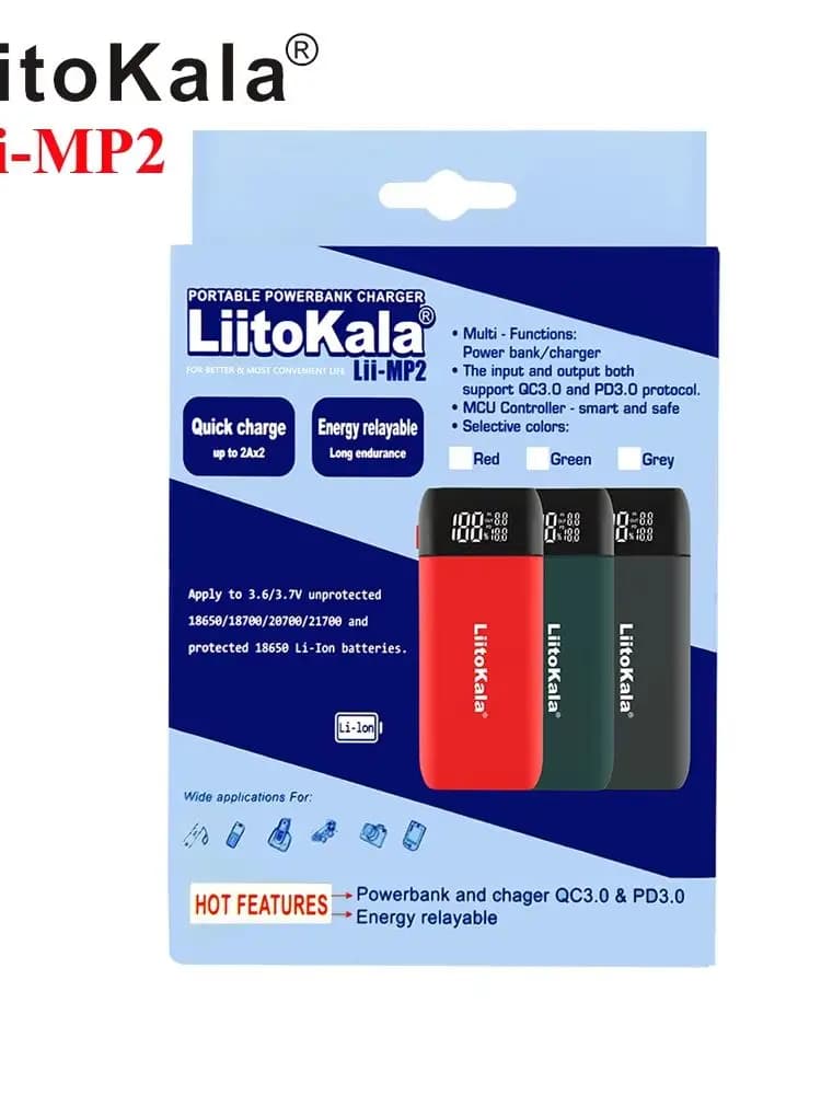 Chargeur de batterie Liitokala Lii-S2 Lii-CH2 Lii-D4XL Lii-K4 3.7V/1.2V 18650/26650/16340/18500 avec écran Lii500