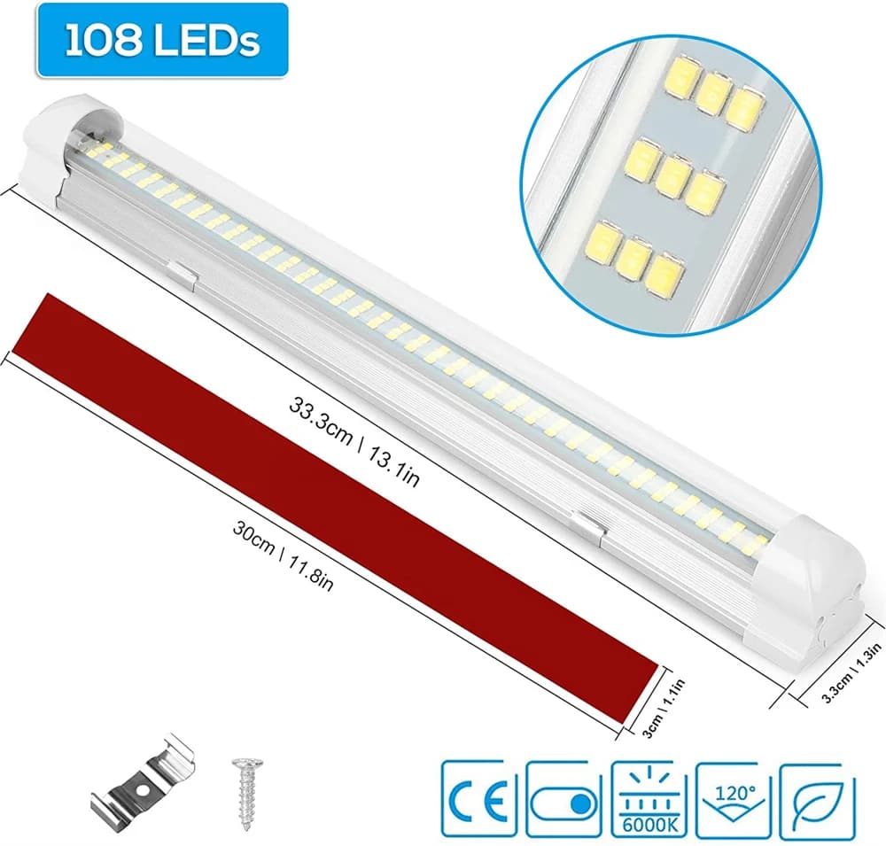 108 LED, 12 V, éclairage pour camping-car, caravane, motorhome, lampes murales intérieures, barre lumineuse, camping, LED 12 V, éclairage pour caravane