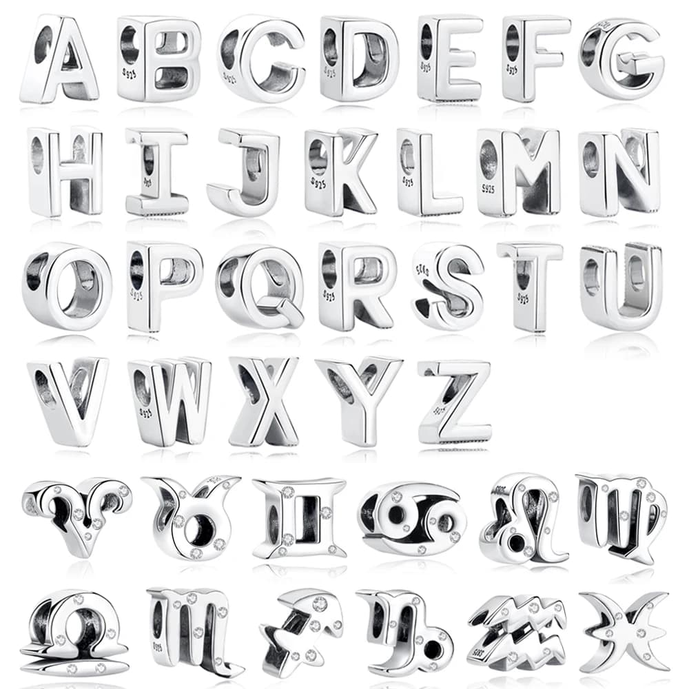 Perles et breloques originales en argent sterling 925, 12 signes du zodiaque, lettres A-Z, Vierge, Bélier, compatibles avec les bracelets, colliers et bijoux de marque pour femmes.