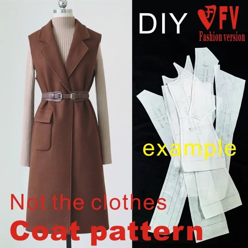 Manteau à revers sans manches pour femme, vêtement, couture, dessin, automne/hiver