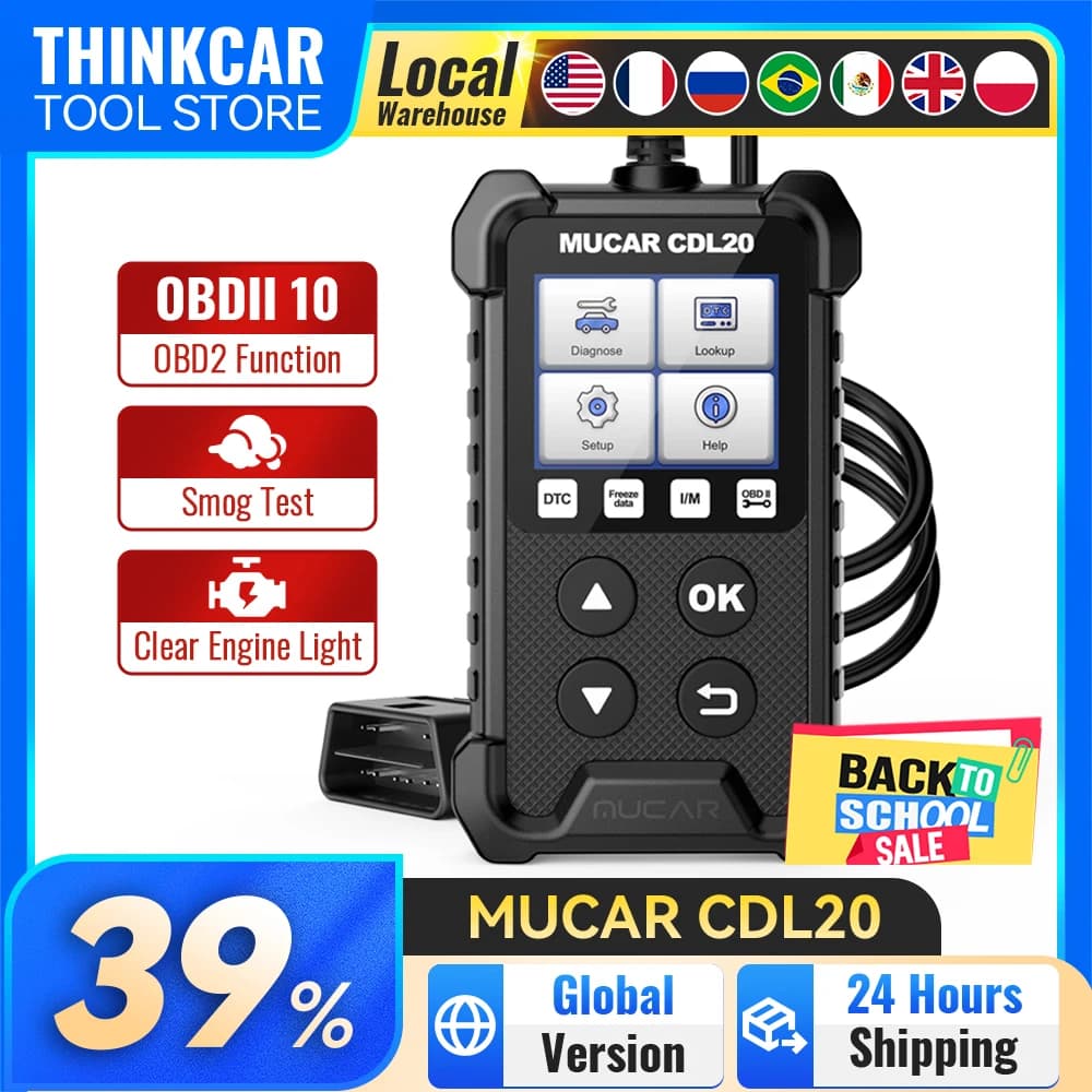 MUCAR CDL20 OBD2 Scanner professionnel, outil de Diagnostic du système de moteur automobile, lecteur de Code de recherche DTC automobile gratuit à vie