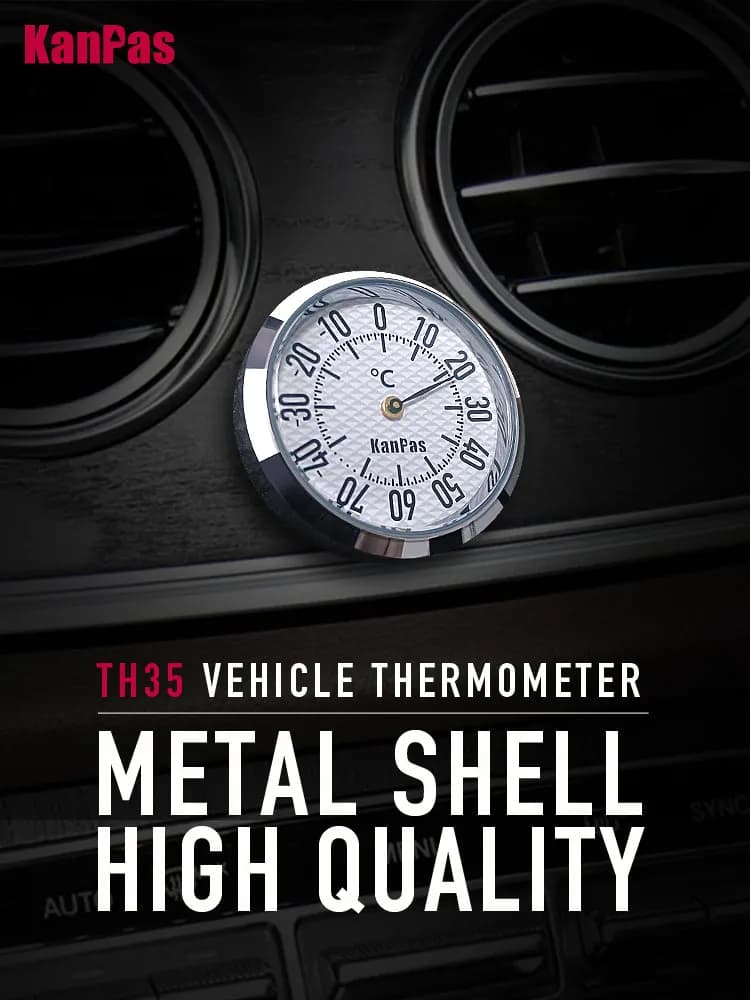 Thermomètre Hygromètre Mécanique KANPAS – Jauge de Température et d'Humidité avec Boîtier Métallique Premium, Sans Pile, pour Voiture, Camping-car, Maison, Extérieur, Guitare