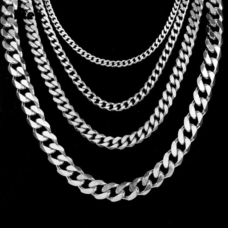 BTEN gourmette cubain hommes collier chaîne or noir argent couleur acier inoxydable colliers pour hommes bijoux de mode 3/5/7/9/11mm