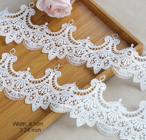 Largeur: 8.1cm (3.24 ") mode fleur Polyester soie dentelle broderie lacets tissu vêtements décoration accessoires (SS-2120)