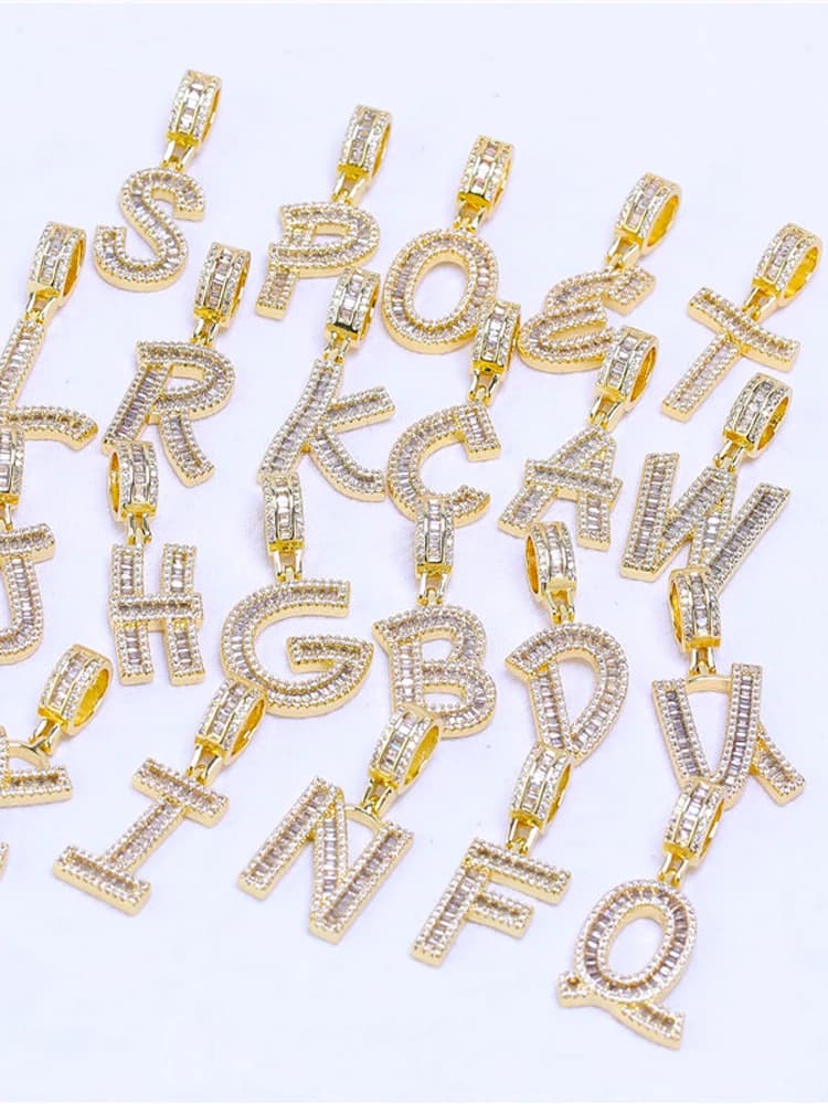 Grandes lettres en cristal pour bricolage, 26 lettres CZ, accessoires de bijouterie faits à la main, vente en gros