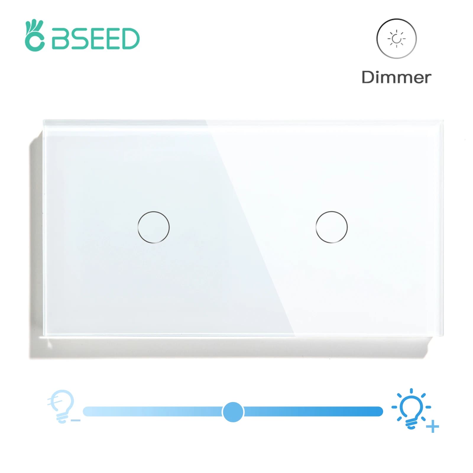 BSEED interrupteur de lumière LED à intensité variable Double 1 bouton 1 voie interrupteur tactile variateur capteur Standard ue interrupteurs muraux verre cristal trempé
