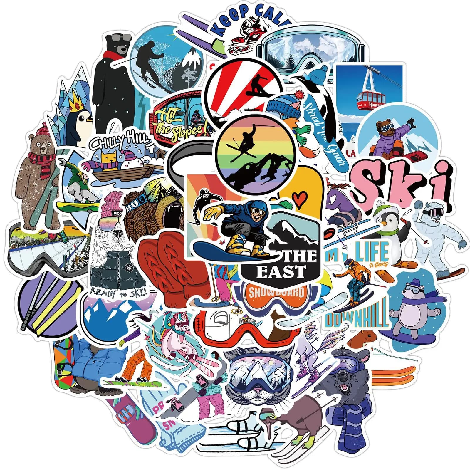 10/30/50 pièces autocollant de ski hiver Sport de plein air Graffiti dessin animé autocollants pour Snowboard Skateboard casque voiture ordinateur portable valise