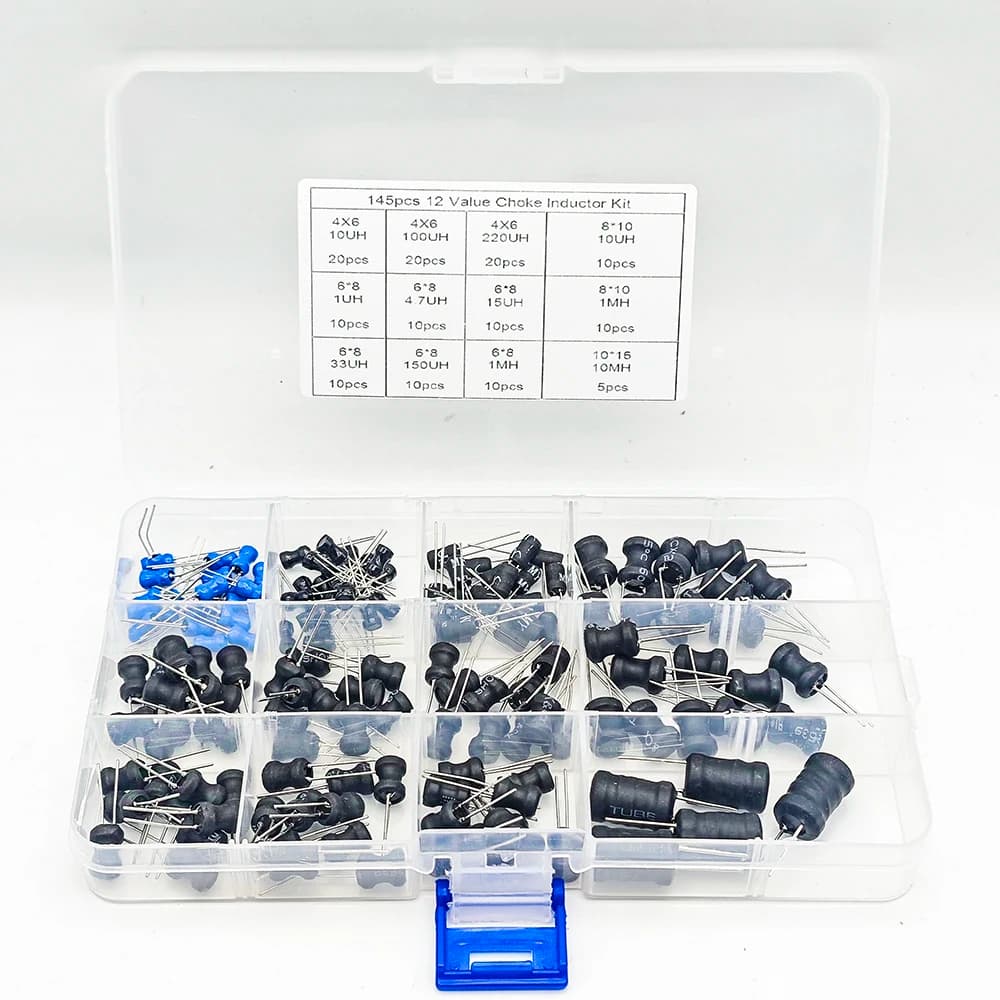 Kit d'inducteurs de puissance à Inductance 8x10mm, 145, pièces/ensembles, 10, 10, 22, 33, 47, 68, 100, 220, 330, 470, 680uh, 1MH, 10mh