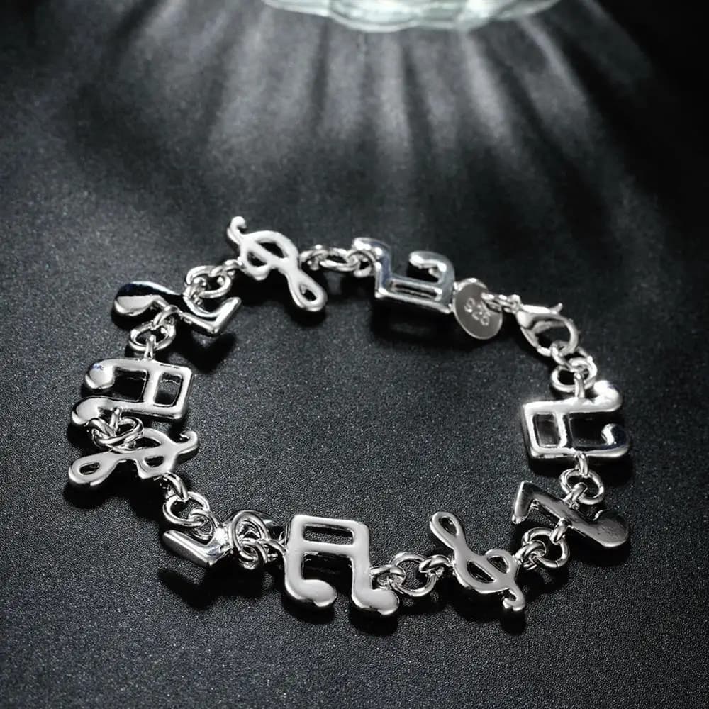 Chaîne de notes musicales fines en argent Sterling 925, Bracelets pour femme, fête de mariage, fille, étudiante, cadeaux de noël, bijoux à la mode