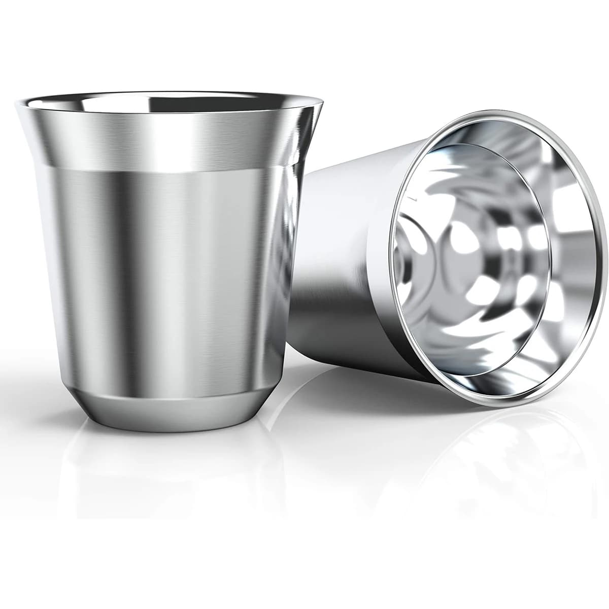 Tasses à expresso en acier inoxydable 304, 2 pièces, Double paroi, capsules thermiquement isolées, tasse à café pour événements intérieurs ou extérieurs, 80/160ML