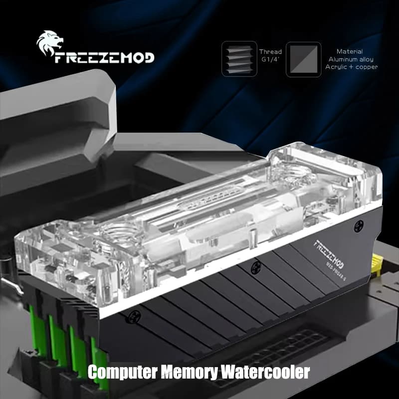 Refroidisseur d'eau pour mémoire d'ordinateur FREEZEMOD, compatible DDR4 DDR5, 4 barrettes de mémoire, blindage RAM en option, MEO-PM0A